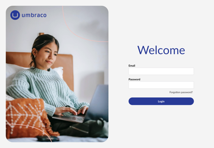 The Umbraco backoffice login screen in version 13.