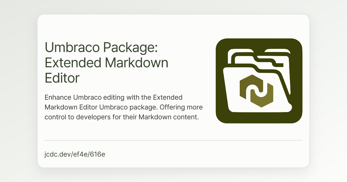 Umbraco Package: Extended Markdown Editor